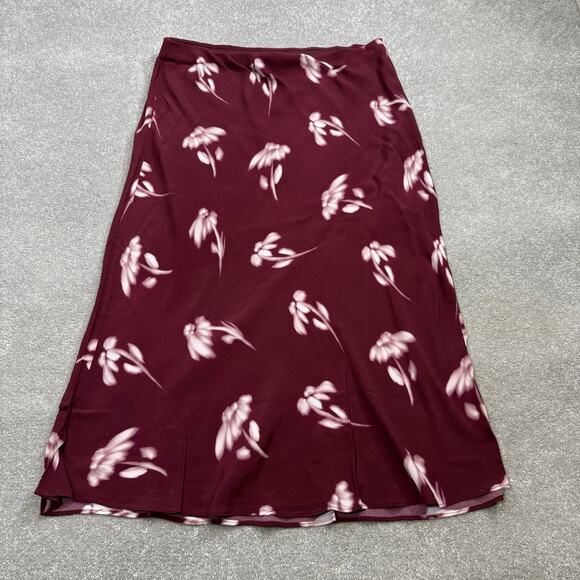 Madewell NWT Maxi Slip Skirt Floral Bordeaux Red Sz 14 Cottage Boho 90s Feminine - Picture 11 of 13